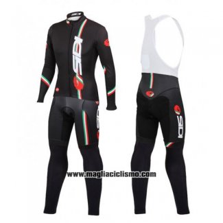 2014 Abbigliamento Ciclismo Castelli SIDI Nero e Rosso Manica Lunga e Salopette