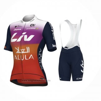 2024 Abbigliamento Ciclismo Donne Jayco AlUla Arancione Viola Manica Corta e Salopette