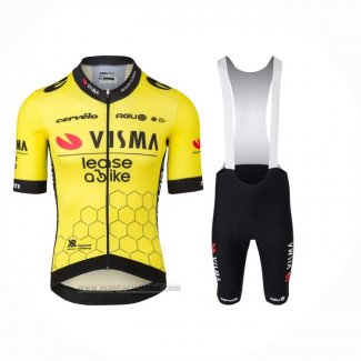 2024 Abbigliamento Ciclismo Jumbo Visma Giallo Nero Manica Corta e Salopette