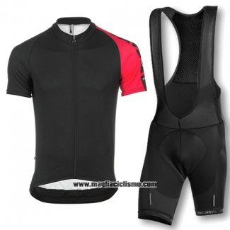 2016 Abbigliamento Ciclismo Assos Nero e Rosso Manica Corta e Salopette