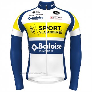 2022 Abbigliamento Ciclismo Sport Vlaanderen Baloise Blu Giallo Manica Lunga e Salopette