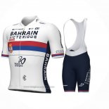 2024 Abbigliamento Ciclismo Serbian Campione Bahrain Victorious Bianco Rosso Blu Manica Corta e Salopette